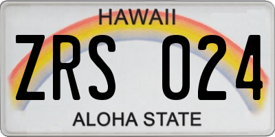 HI license plate ZRS024