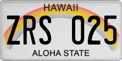 HI license plate ZRS025