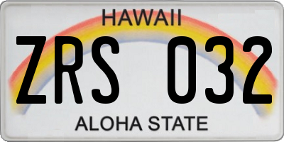 HI license plate ZRS032