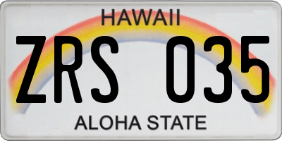 HI license plate ZRS035