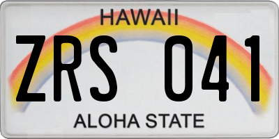 HI license plate ZRS041