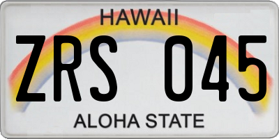 HI license plate ZRS045