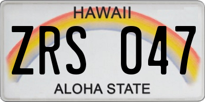 HI license plate ZRS047