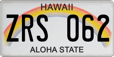 HI license plate ZRS062