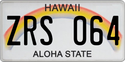 HI license plate ZRS064