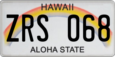 HI license plate ZRS068