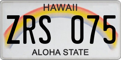 HI license plate ZRS075