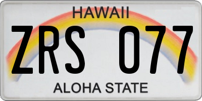 HI license plate ZRS077