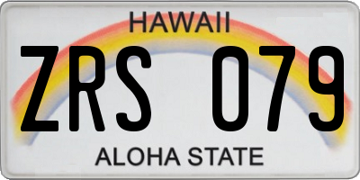 HI license plate ZRS079