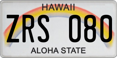 HI license plate ZRS080