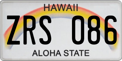 HI license plate ZRS086