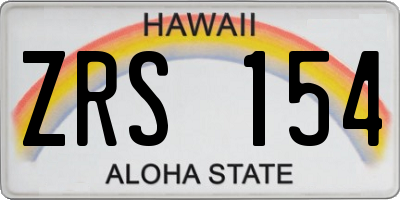 HI license plate ZRS154