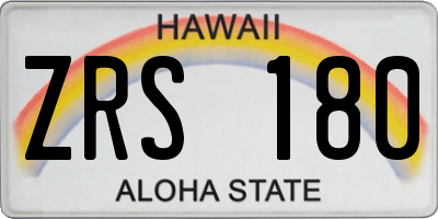HI license plate ZRS180