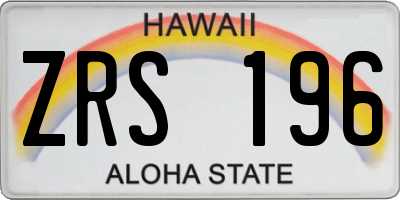 HI license plate ZRS196