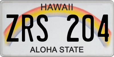 HI license plate ZRS204