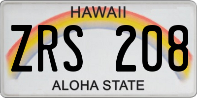 HI license plate ZRS208