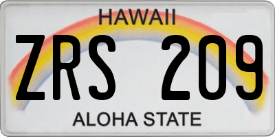 HI license plate ZRS209