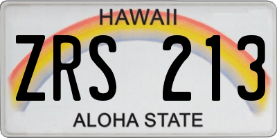 HI license plate ZRS213