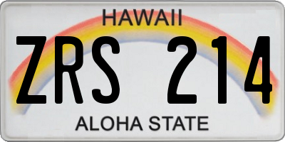 HI license plate ZRS214
