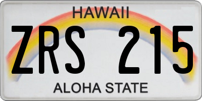 HI license plate ZRS215