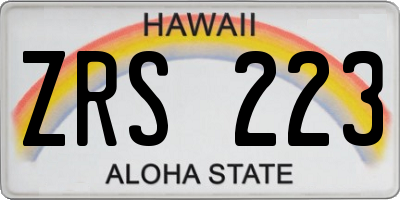 HI license plate ZRS223
