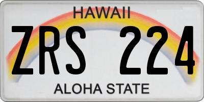 HI license plate ZRS224