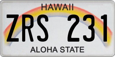 HI license plate ZRS231