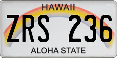 HI license plate ZRS236