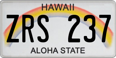 HI license plate ZRS237