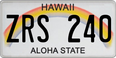 HI license plate ZRS240