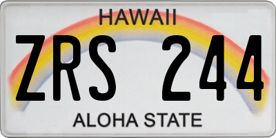 HI license plate ZRS244