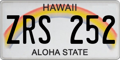 HI license plate ZRS252