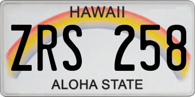 HI license plate ZRS258