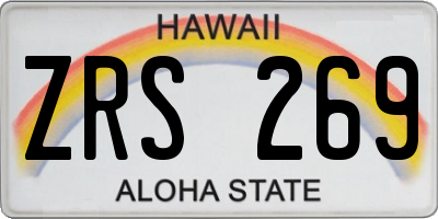 HI license plate ZRS269