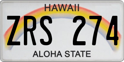 HI license plate ZRS274