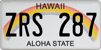 HI license plate ZRS287