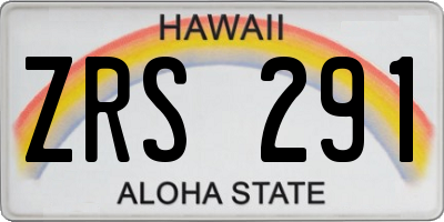 HI license plate ZRS291