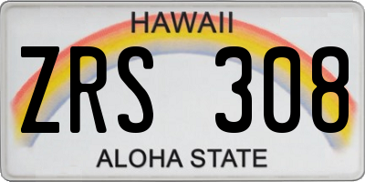 HI license plate ZRS308