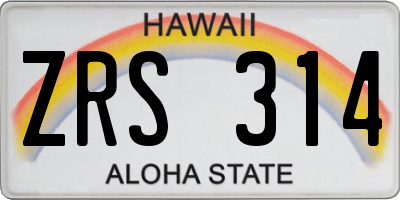HI license plate ZRS314