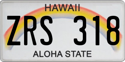 HI license plate ZRS318