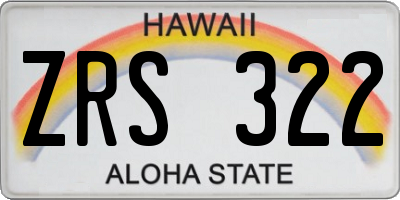 HI license plate ZRS322