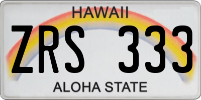 HI license plate ZRS333