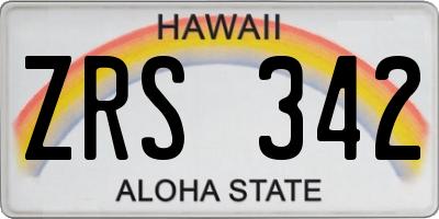 HI license plate ZRS342