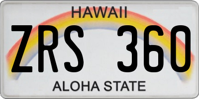 HI license plate ZRS360