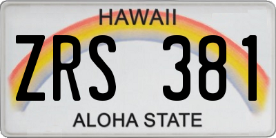 HI license plate ZRS381