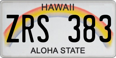 HI license plate ZRS383