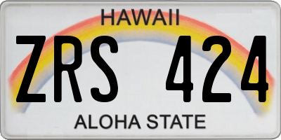 HI license plate ZRS424