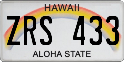 HI license plate ZRS433