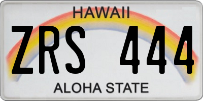 HI license plate ZRS444