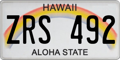 HI license plate ZRS492